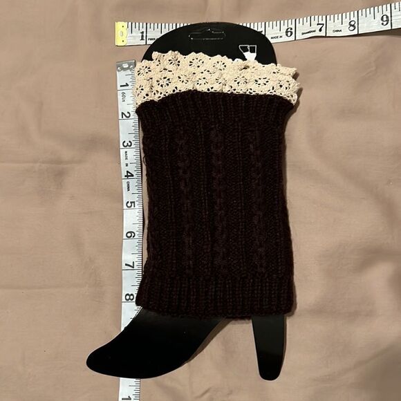 NWT boot cuff leg warmers purple with ecru lace trim other colors listed - Picture 6 of 6